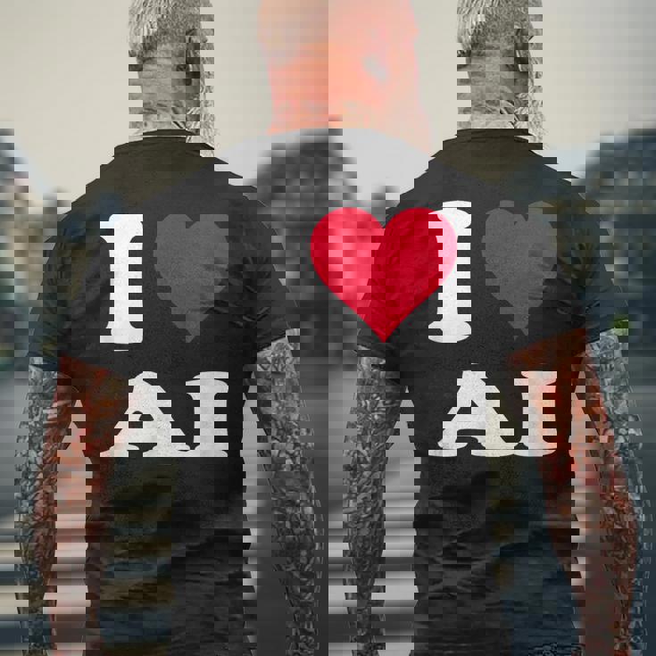 Red Heart I Love Ai メンズTシャツ バックプリント 高齢者への贈り物