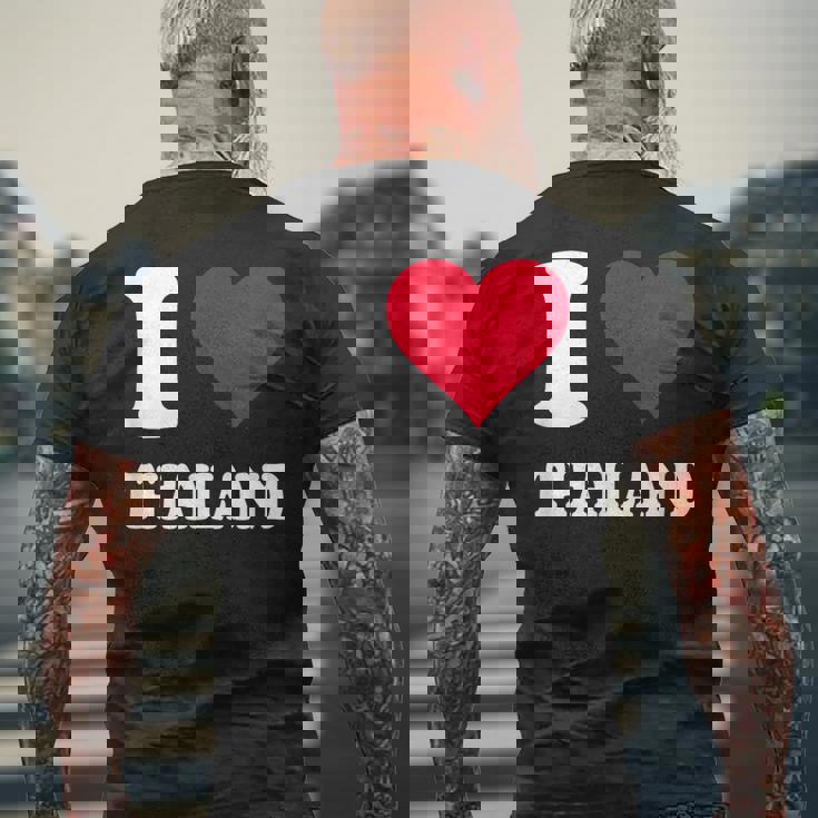 Red Heart I Love Thailand メンズTシャツ バックプリント 高齢者への贈り物