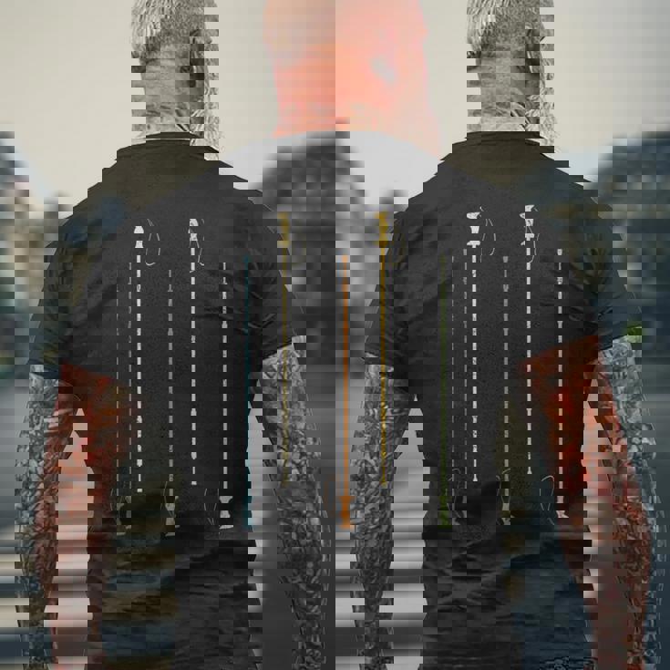 Retro Vintage Pole Walking Trekking Hiking Hill Walking Men's Back Print T-Shirt Gifts for Old Men