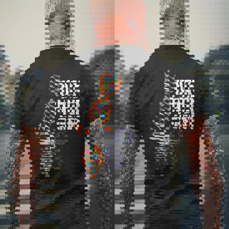 Rock Paper Crispr Dna 生物学者 遺伝子工学 メンズTシャツ バックプリント 高齢者への贈り物