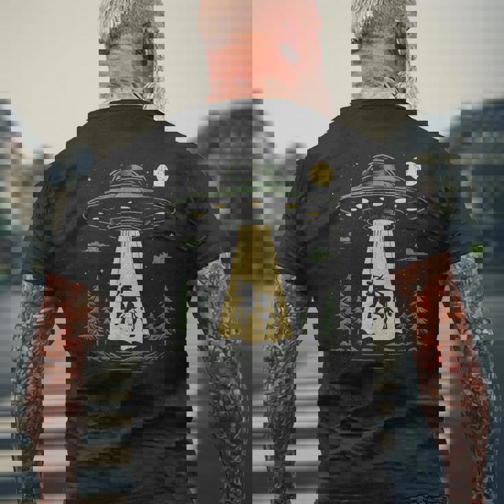 Ufo 牛誘拐デザイン メンズTシャツ バックプリント 高齢者への贈り物