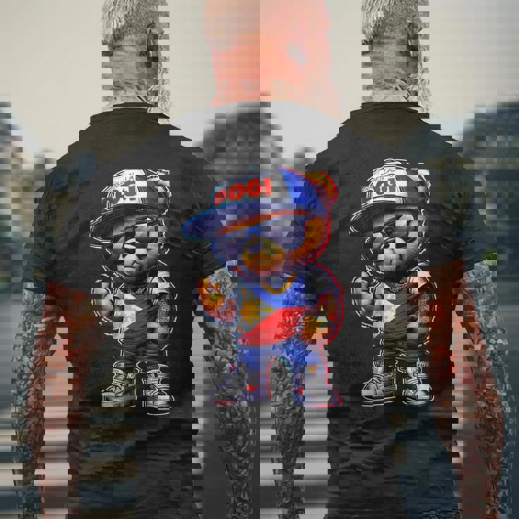 Unapologetically Pogi フィリピン国旗テディベア メンズTシャツ バックプリント 高齢者への贈り物