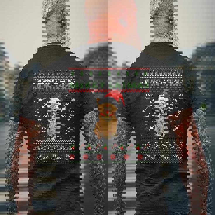 Weihnachten Mitüßer Katze Frohe Weihnachten Merry Catmas T-Shirt mit Rückendruck Geschenke für alte Männer