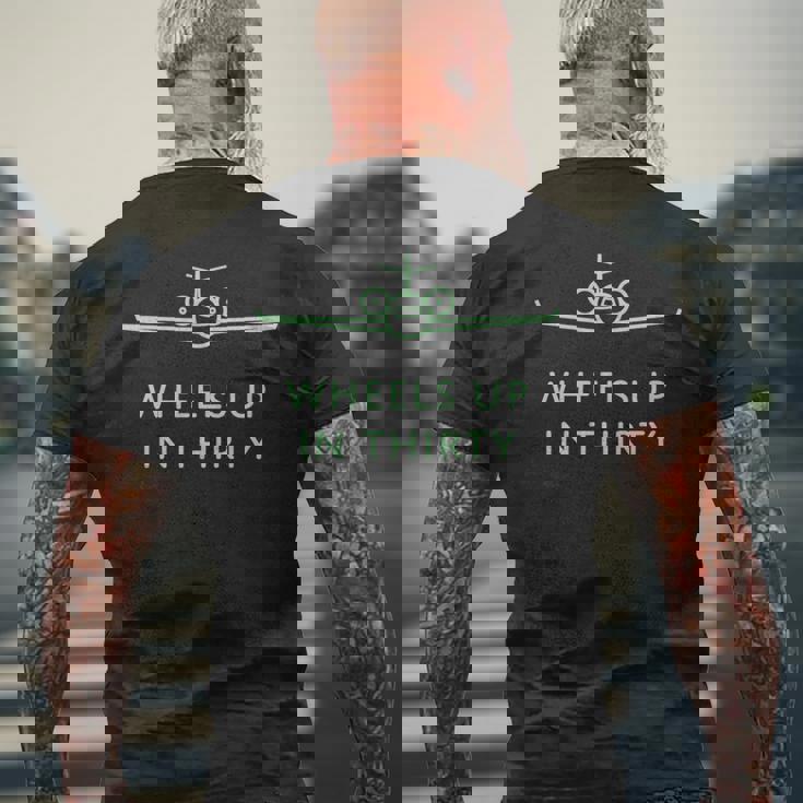 Wheels Up In Thirty プライベートジェット用語 長袖tシャツ メンズTシャツ バックプリント 高齢者への贈り物