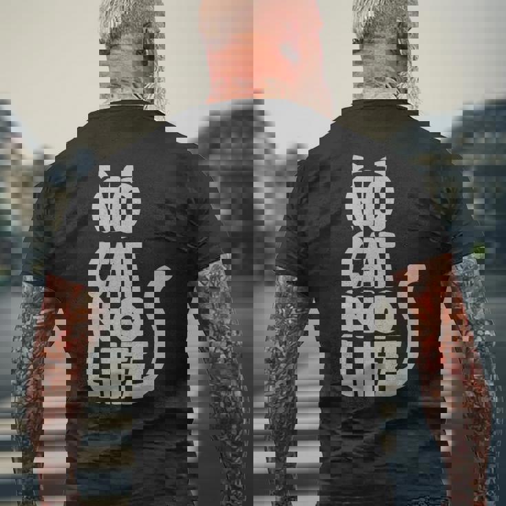 「No Cat No Life」 猫 シルエット メンズTシャツ バックプリント 高齢者への贈り物