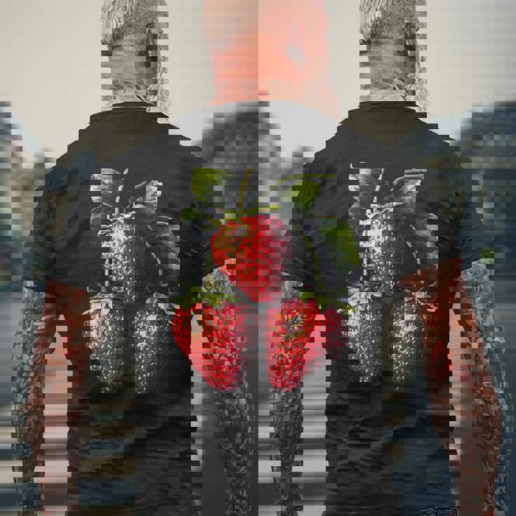 いちご フルーツモチーフ カラフル イラスト イチゴ メンズTシャツ バックプリント 高齢者への贈り物