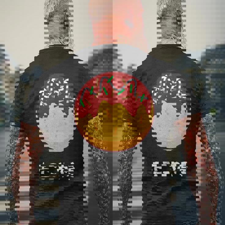 おもしろたこ焼き 日本料理 大阪料理 ひらがな 文字 メンズTシャツ バックプリント 高齢者への贈り物