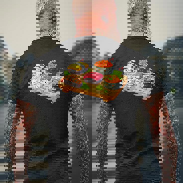 おもしろ寿司 かわいい かわいい 寝る食べ物 メンズTシャツ バックプリント 高齢者への贈り物