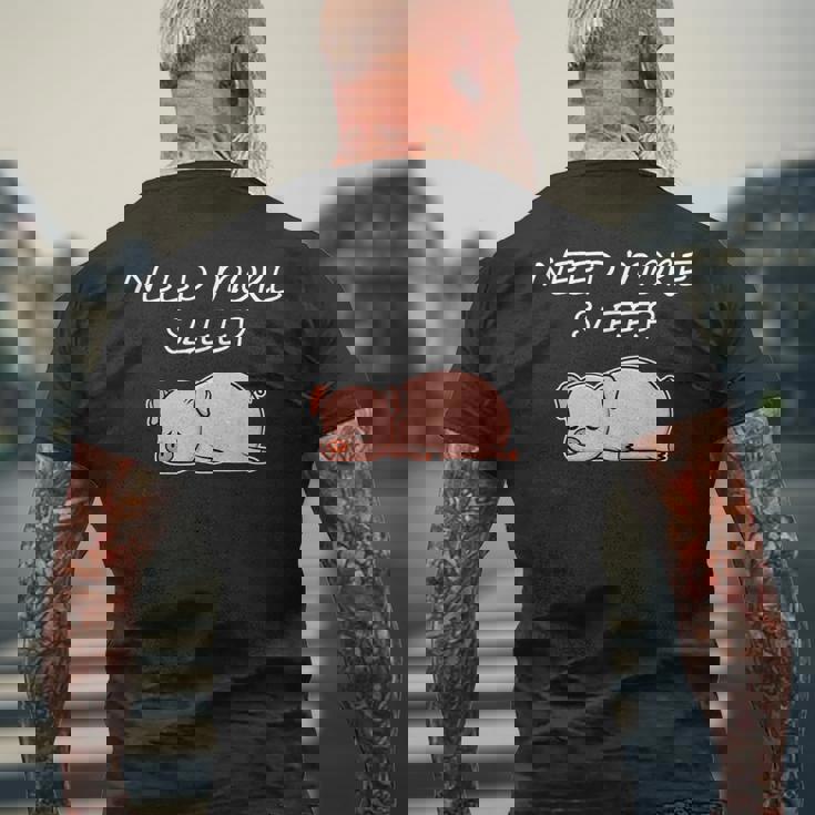 おやすみになる豚のパジャマデザイン メンズTシャツ バックプリント 高齢者への贈り物