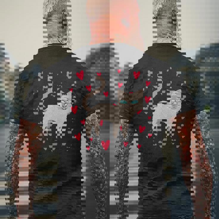 かわいいシャム猫プリント メンズTシャツ バックプリント 高齢者への贈り物