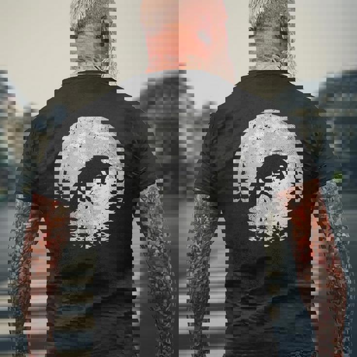 きつね 北海道 ムーンフォックスジャンプ 動物の自然を探している メンズTシャツ バックプリント 高齢者への贈り物