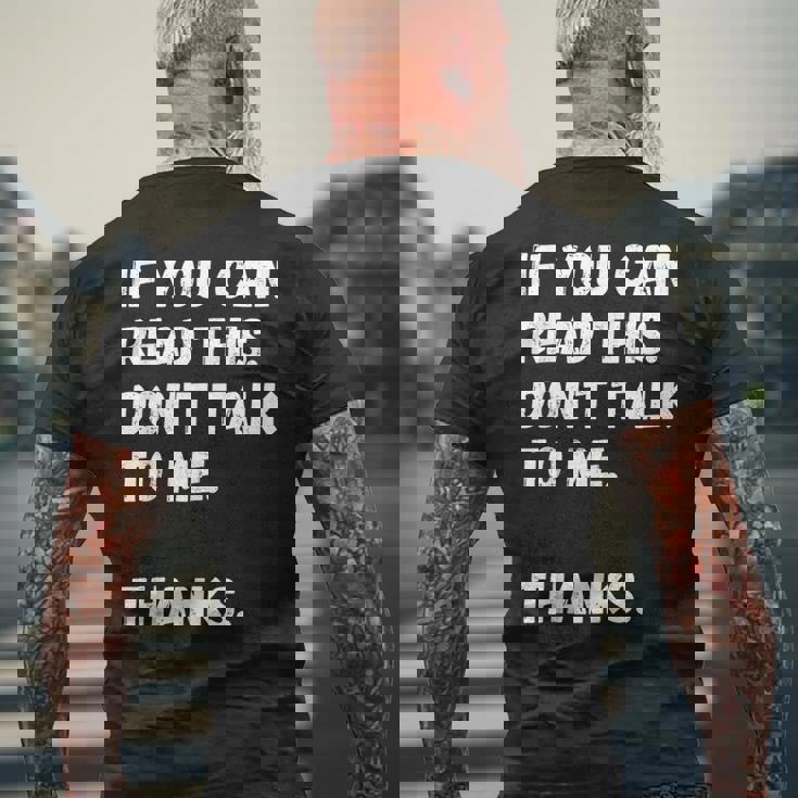 これを読めたら私に話しかけないでください-面白い人が嫌い メンズTシャツ バックプリント 高齢者への贈り物