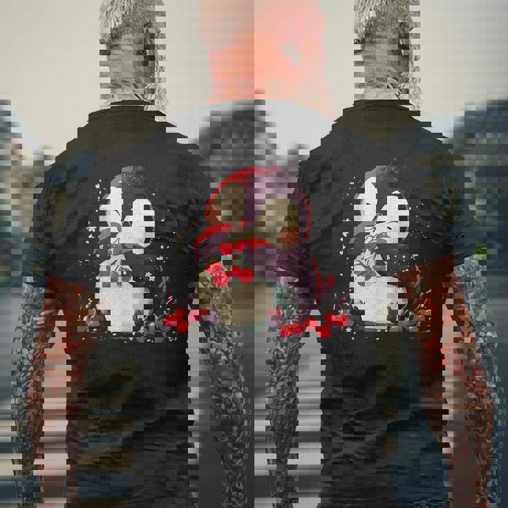 さくらんぼペンギン かわいい チェリー フルーツ アートワーク ペンギン好き メンズTシャツ バックプリント 高齢者への贈り物