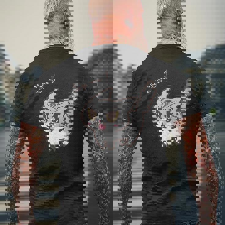 ねこシャーサバトラ白猫ver メンズTシャツ バックプリント 高齢者への贈り物