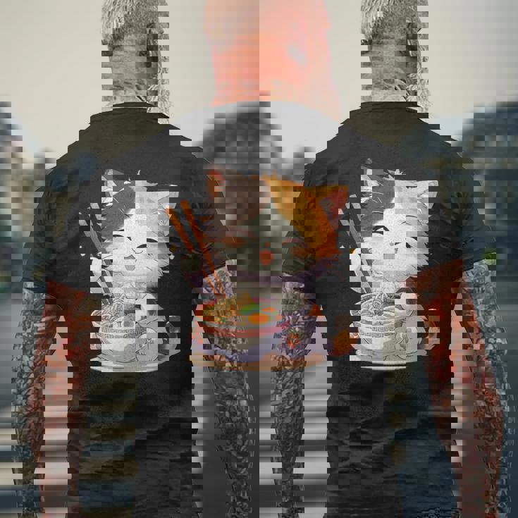 わがまま猫 ねこ ラーメン好き かわいい おもしろ マンガ 長袖tシャツ メンズTシャツ バックプリント 高齢者への贈り物