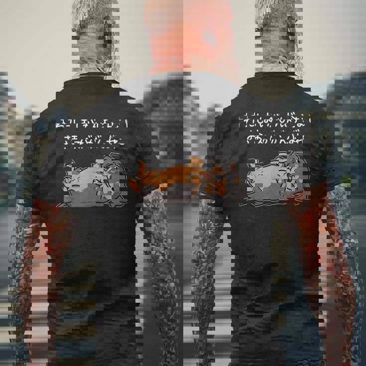 わたしはがんばらない おまえががんばれ ダックスフンド 犬 おもしろ 怠け者 ネタ ギャグ メンズ メンズTシャツ バックプリント 高齢者への贈り物