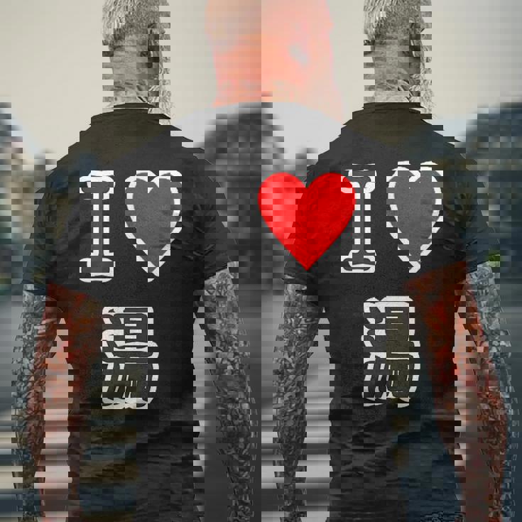 アイラブ・湯【変なデザイン屋さん】温泉 お風呂 銭湯 お土産 旅行 ハート スタッフ メッセージ・面白い デザイン メンズTシャツ バックプリント 高齢者への贈り物