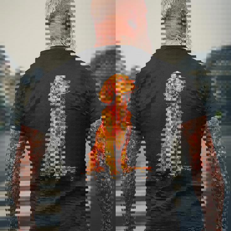 アイリッシュセッター 犬 グラフィック ペットアート アイリッシュセッター メンズTシャツ バックプリント 高齢者への贈り物