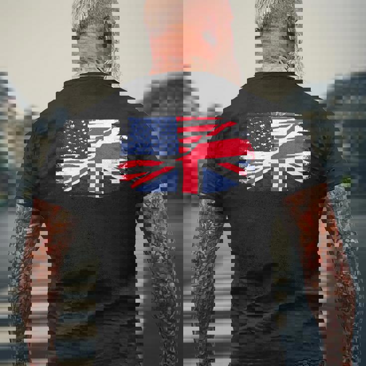 アメリカの国旗-ユニオンジャック-イギリスの国旗 Usa Flag Union Jack Uk Flag メンズTシャツ バックプリント 高齢者への贈り物