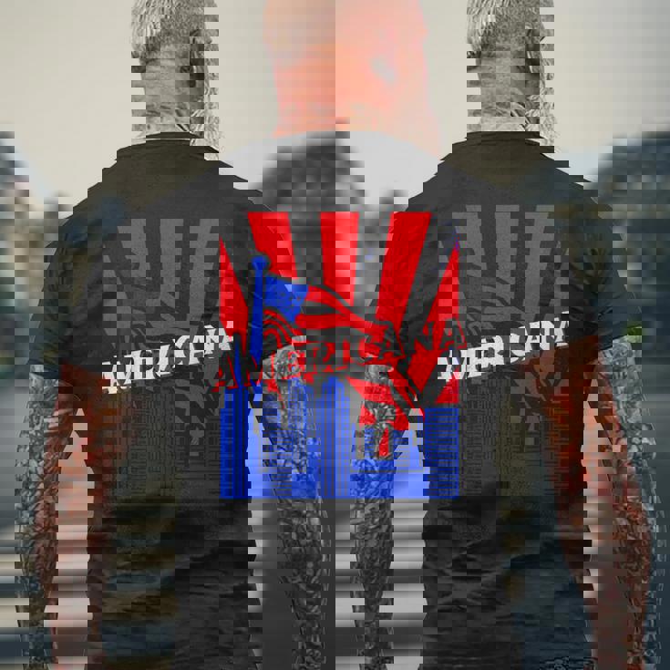 アメリカーナ、都市、旗、Bjj、柔術、Mma、ファイティング、ボックス。 メンズTシャツ バックプリント 高齢者への贈り物