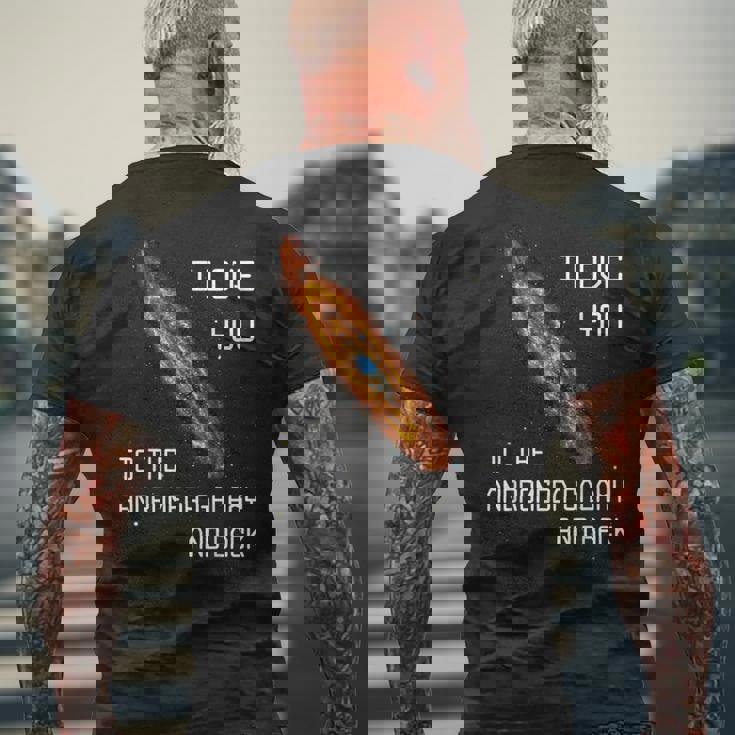 アンドロメダ銀河とバックsf宇宙へ愛してる メンズTシャツ バックプリント 高齢者への贈り物