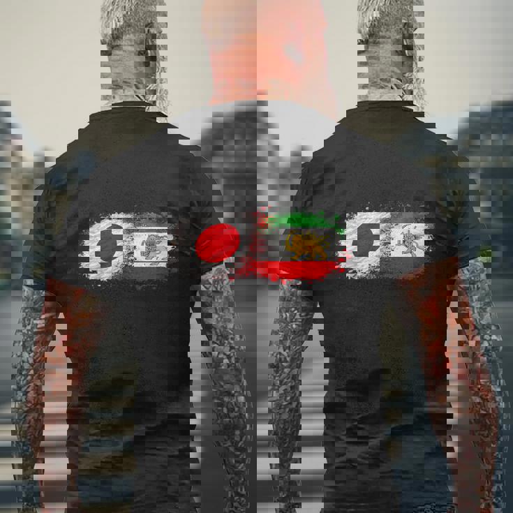 イランと日本一緒、半分日本人、半分イラン人 メンズTシャツ バックプリント 高齢者への贈り物