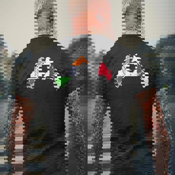 インド日本国旗 インド日本ハート メンズTシャツ バックプリント 高齢者への贈り物