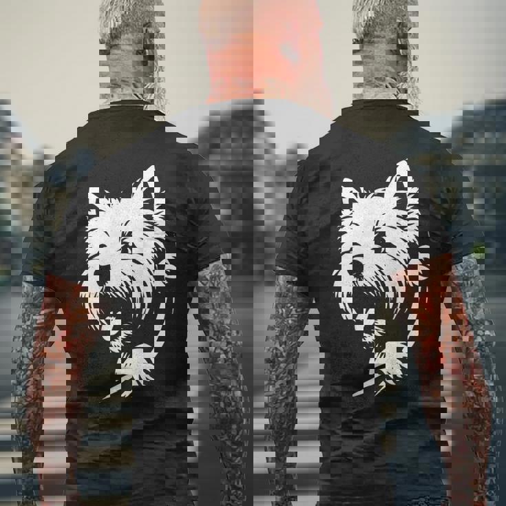 ウエスト ハイランド ホワイト テリア ピーキングドッグ ウェスティ デザイン メンズTシャツ バックプリント 高齢者への贈り物