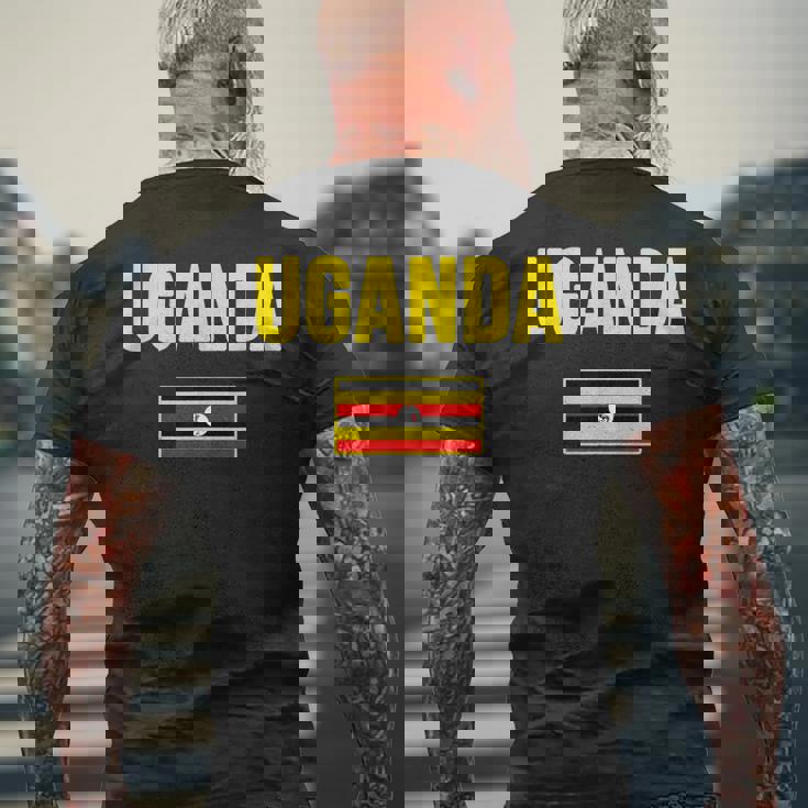 ウガンダ ウガンダの国旗 メンズTシャツ バックプリント 高齢者への贈り物