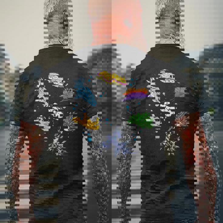 ウミウシ ウミウシ オーシャン スキューバ ダイバー シュノーケリング 水族館 メンズTシャツ バックプリント 高齢者への贈り物