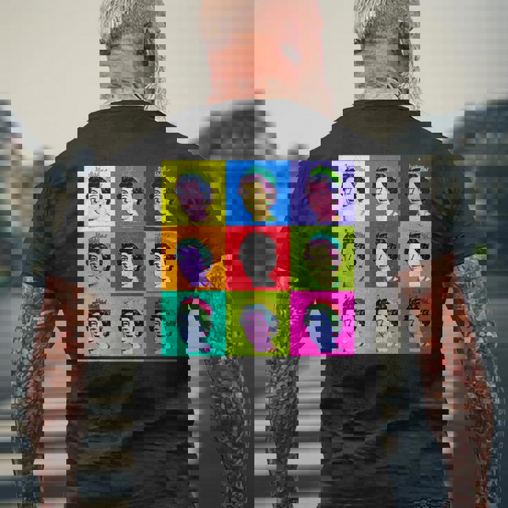 エリザベス 9 正方形タイル ポップアート イギリスの女王 メンズTシャツ バックプリント 高齢者への贈り物