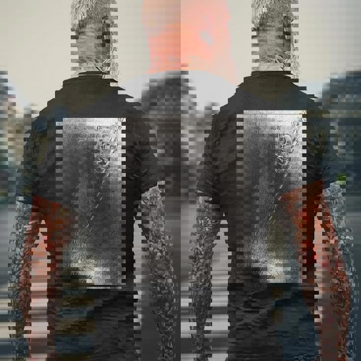 オディロン・ルドン著「そして彼にかかった彼の名は死だった」 メンズTシャツ バックプリント 高齢者への贈り物