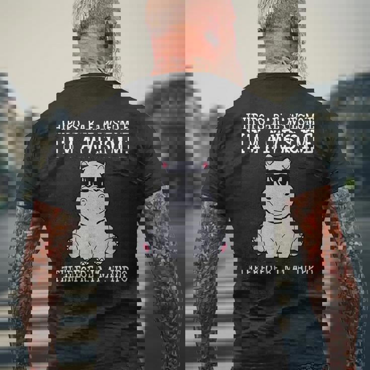 カバはすごいだから私はカバの面白いカバだ メンズTシャツ バックプリント 高齢者への贈り物