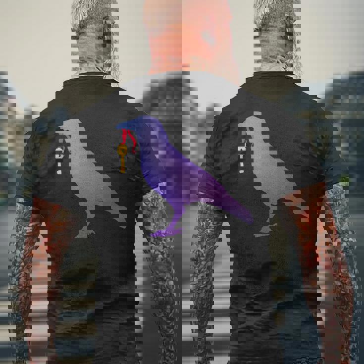 カラス カラス カラス シャツ ゴールド キーホルダー 青い鳥 カラス メンズTシャツ バックプリント 高齢者への贈り物