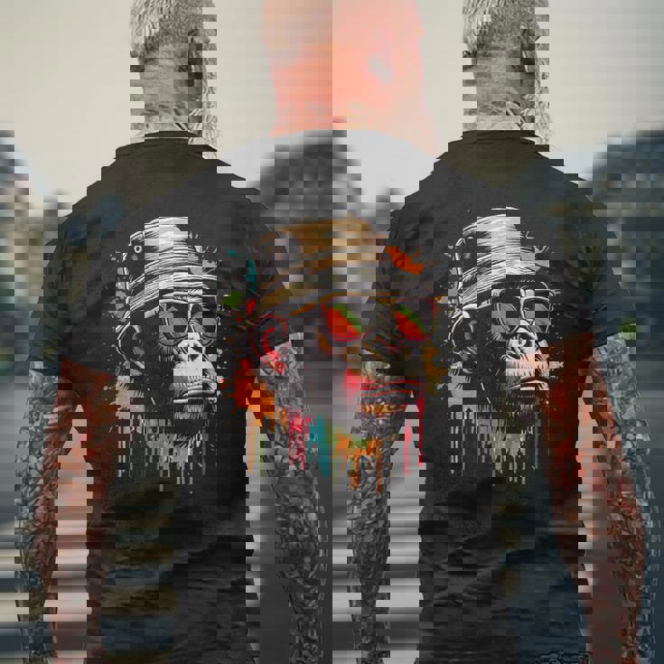 カラフル エイプ クール ヴィンテージ グラフィティ グラフィックアート メンズTシャツ バックプリント 高齢者への贈り物