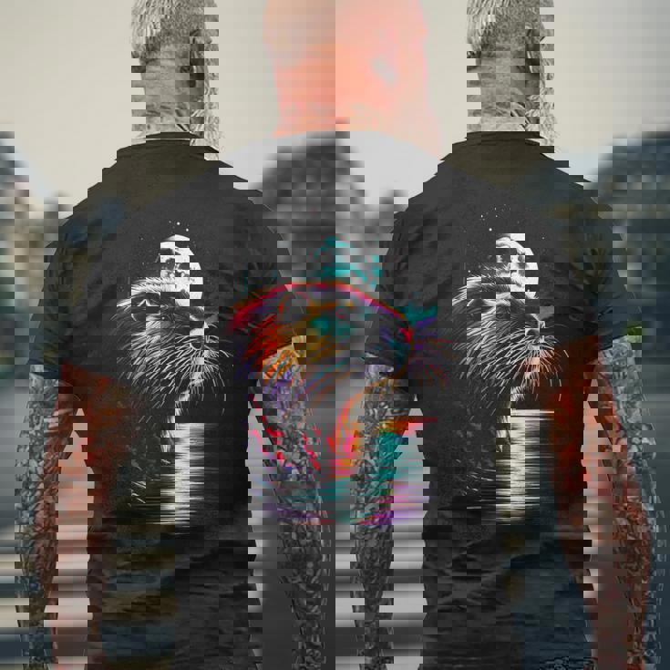 カラフル ヌートリア スピリット 動物 かっこいい イラスト アート メンズTシャツ バックプリント 高齢者への贈り物