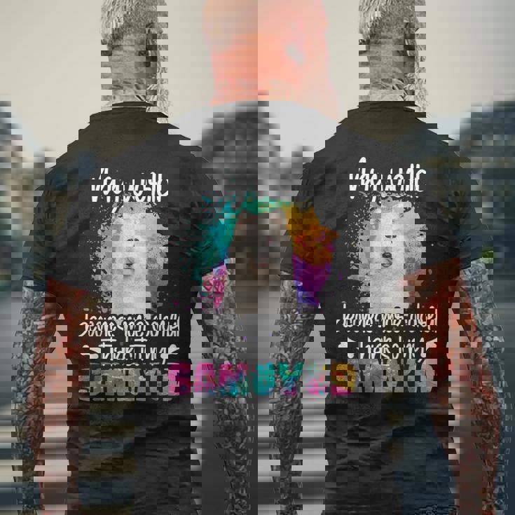 カラフルな世界 サモエド 犬 前足 犬のママ 服 ママ サモエドのアクセサリー 犬の学校 犬の飼い主 メンズTシャツ バックプリント 高齢者への贈り物