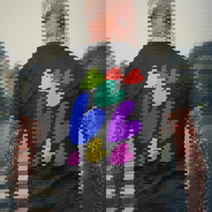 カラフルハート メンズTシャツ バックプリント 高齢者への贈り物