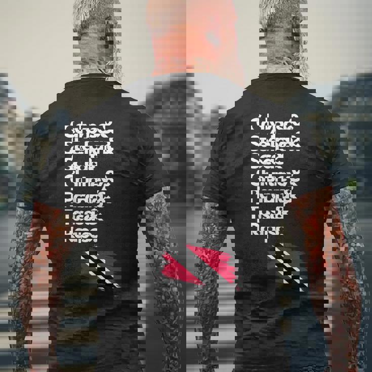 カリプソ スティールパン ソカ チャツネ パラン タッサ ラプソ トリニダード メンズTシャツ バックプリント 高齢者への贈り物