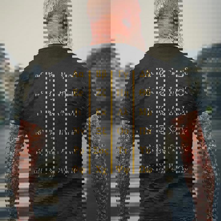 ギリシャアルファベット文字 ギリシャ語愛好家 長袖tシャツ メンズTシャツ バックプリント 高齢者への贈り物