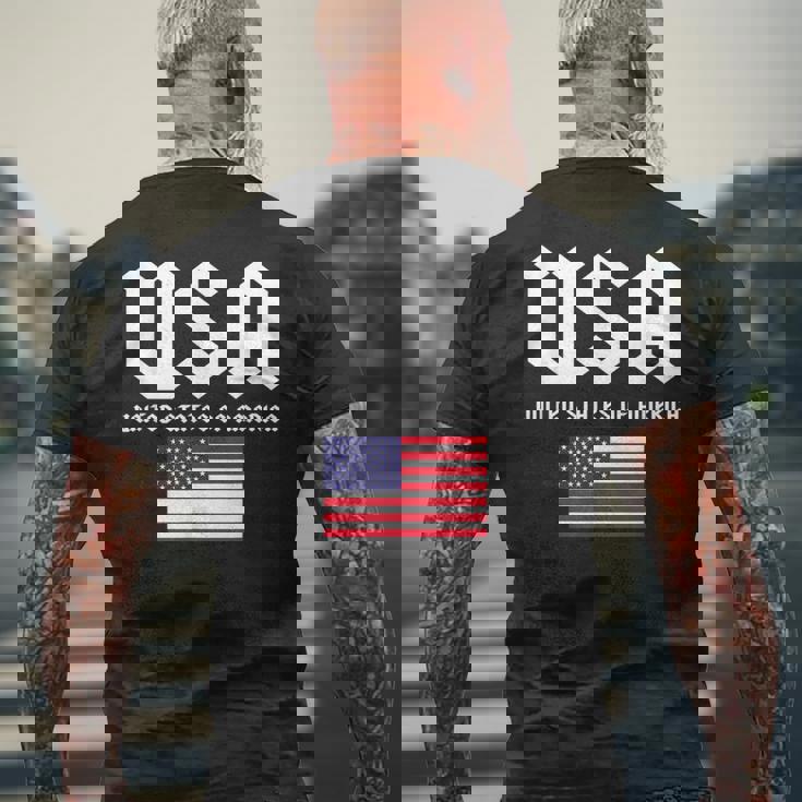 クールなアメリカ国旗グレートーンのイラストグラフィックデザイン。 メンズTシャツ バックプリント 高齢者への贈り物