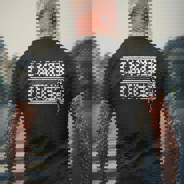 ケージドされた従順なコック、フェムドム カッコド 男性 貞操プレイ 長袖tシャツ メンズTシャツ バックプリント 高齢者への贈り物