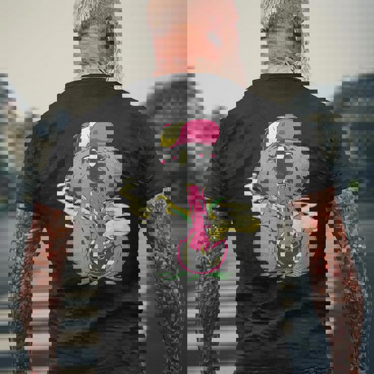 コアラ パンダ スモーキング ボング かわいい 面白い 漫画 メンズTシャツ バックプリント 高齢者への贈り物