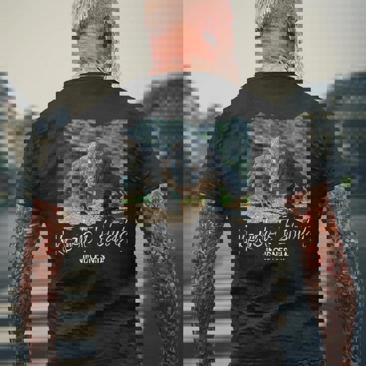 コモド島インドネシアコモドドラゴン メンズTシャツ バックプリント 高齢者への贈り物