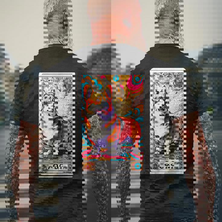 コーギー 面白いtシャツ 犬 タロット カード かわいい メンズ 子供 おもしろ 服 グッズ ネタ わんこ メンズTシャツ バックプリント 高齢者への贈り物