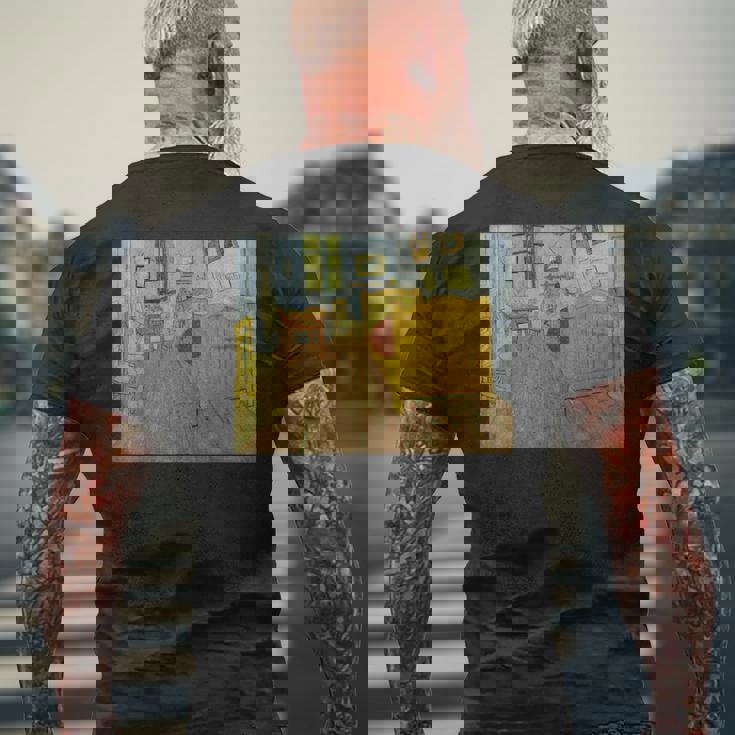 ゴッホ-アルルのベッドルーム メンズTシャツ バックプリント 高齢者への贈り物