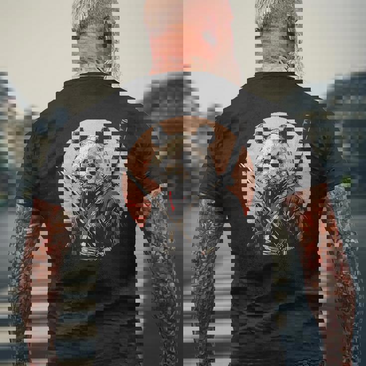 サムライパンダ 作品 日本美術 日本の忍者 パンダ メンズTシャツ バックプリント 高齢者への贈り物