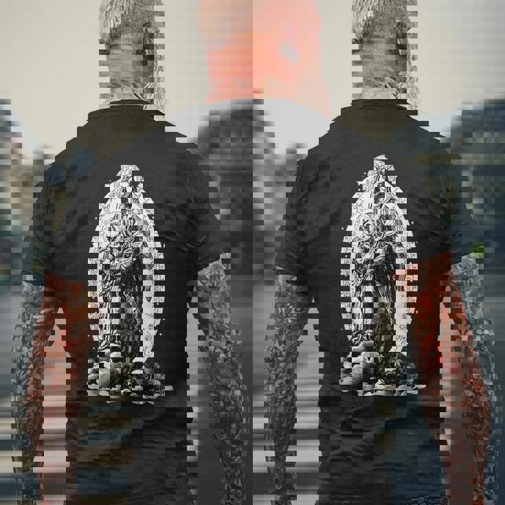 サンクタ・マリア ヴィクトリア 聖母マリア カトリック メンズTシャツ バックプリント 高齢者への贈り物