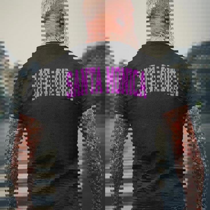 サンタモニカ カリフォルニア Ca ヴィンテージ アスレチック スポーツ ピンク デジ メンズTシャツ バックプリント 高齢者への贈り物