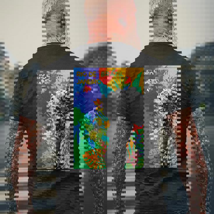 サンバダンサー ブラジル カーニバル リオデジャネイロ カラフル メンズTシャツ バックプリント 高齢者への贈り物